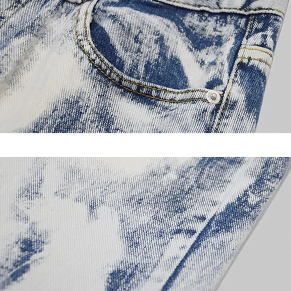 Mens Jeans Straight Leg Relaxed Fit Tie Dye Trendy Y2K Going Out Denim Pants