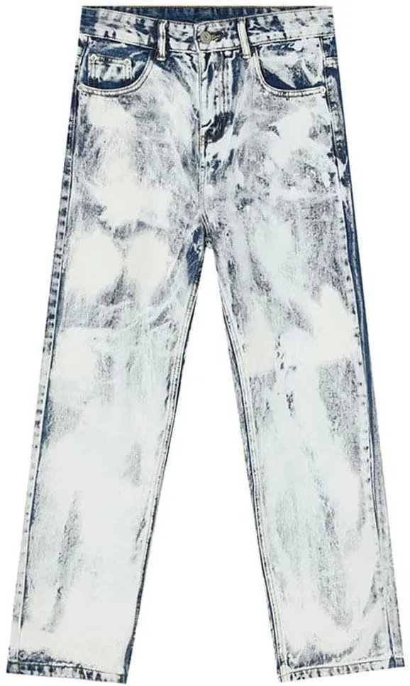 Mens Jeans Straight Leg Relaxed Fit Tie Dye Trendy Y2K Going Out Denim Pants