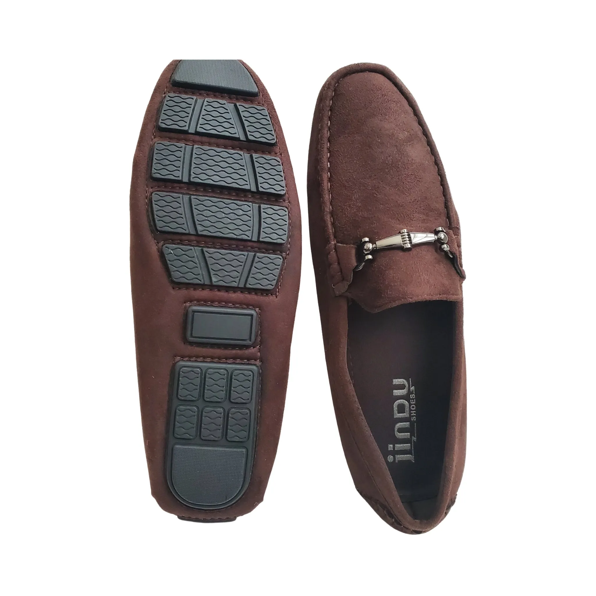 Mens Moccasin Suede Leather Boat Shoes Penny Loafers Slip On Casual Driving Shoes Outdoor Walking Flats Shoes Fashion Large Size Single Shoes