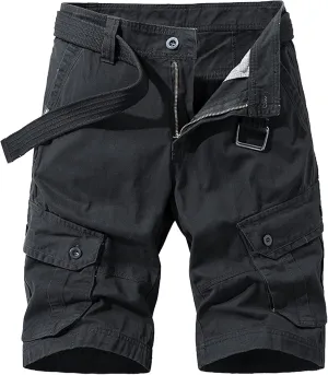 Men's Relaxed Fit Outdoor Jean Trunk Cotton Twill Lightweight Cargo Shorts Zipper Pockets Solid Hiking Short Pants