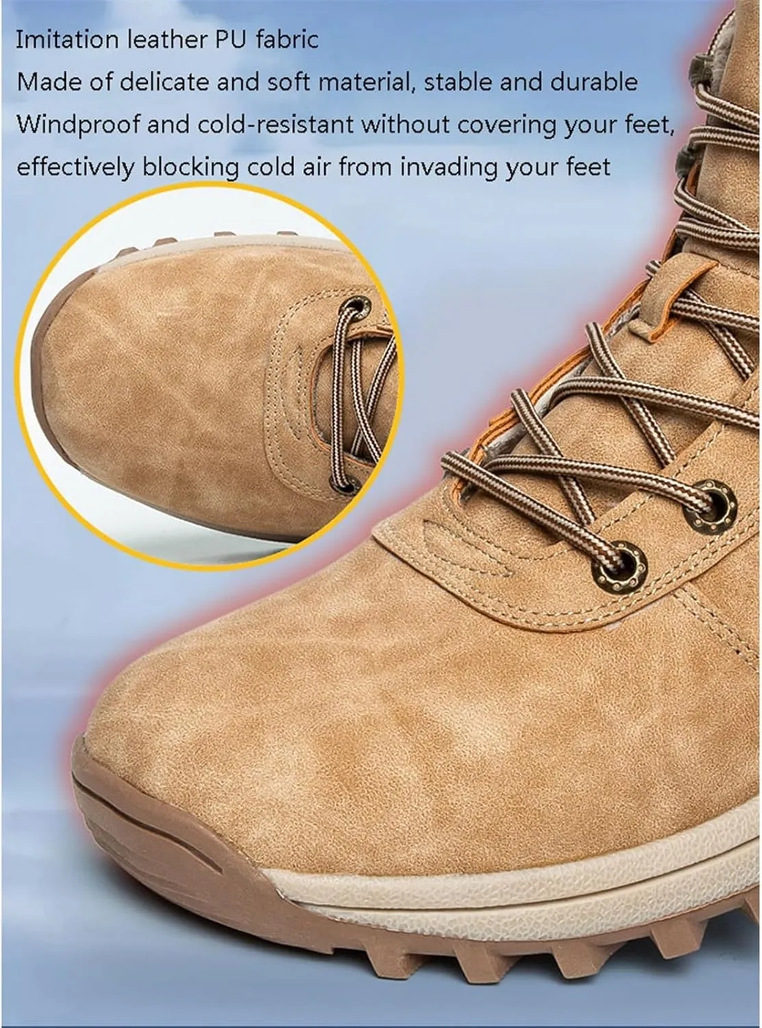 Men's Waterproof Cold Weather Snow Boots, Lace up Winter Snow Boots Non Slip Waterproof Boots for Men, Thicken Warm Hiking Walking Shoes, for Hiking, Trekking, Walking, Camping