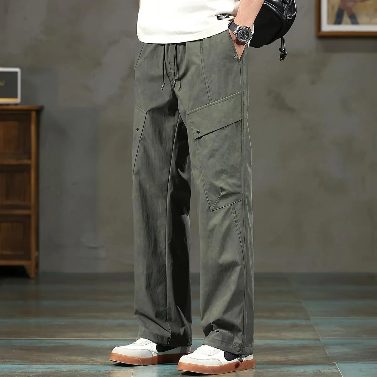 Men's Workwear Cargo Pants Multi-Pocket Straight Leg Casual Pants
