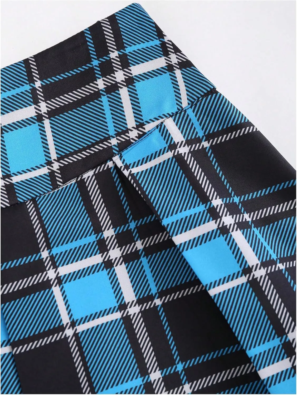 Milumia Women's Plaid Tie Bow Lace Up High Waist Pleated A Line Short Mini Skirt