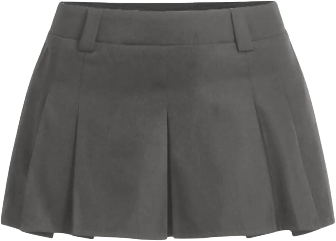 Milumia Women's Pleated Low Waist Mini Skirt Trendy A Line Flared Going Out Skirts