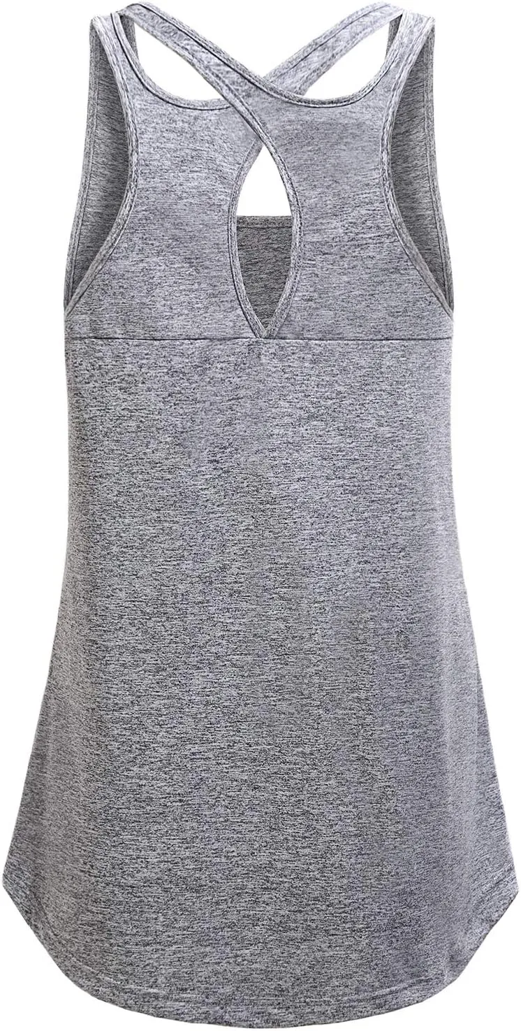 MOQIVGI Womens Sleeveless Loose Fit Racerback Workout Gym Yoga Running Tank Tops