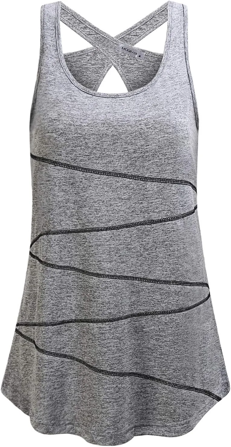 MOQIVGI Womens Sleeveless Loose Fit Racerback Workout Gym Yoga Running Tank Tops