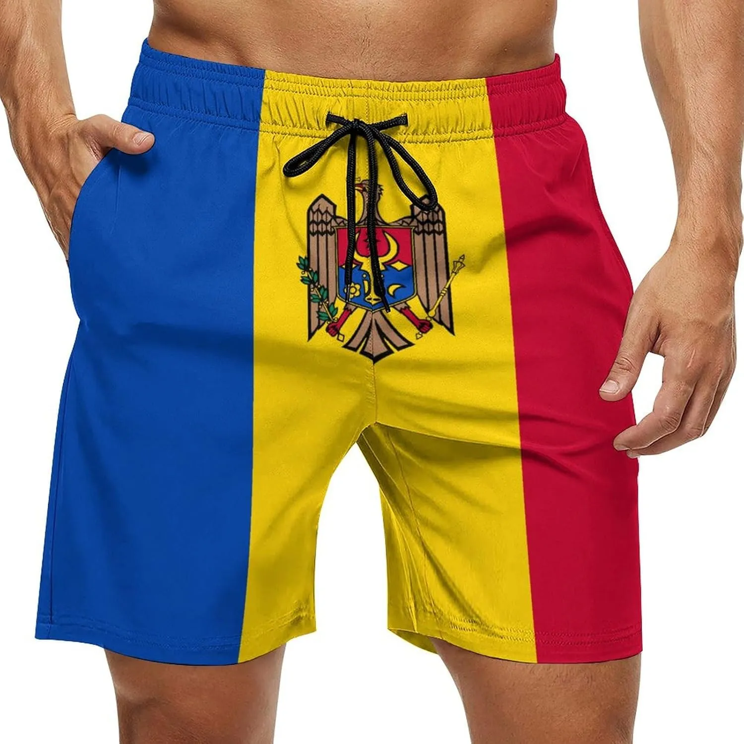 Nicaragua Flag Mens Shorts Casual Classic Fit Drawstring Summer Workout Beach Shorts Quick Dry with Elastic Waist and Pockets