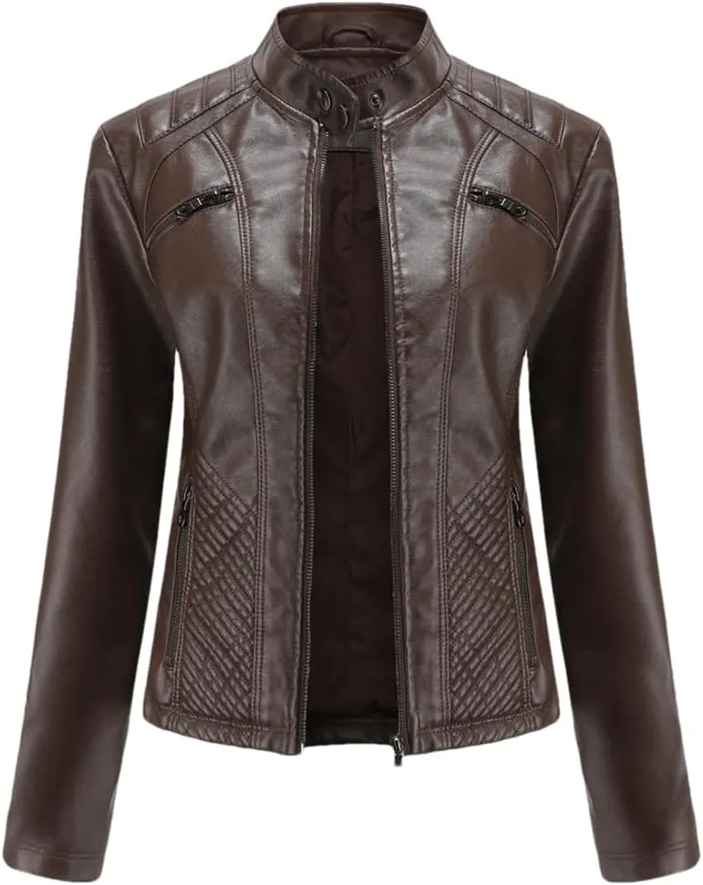 Niiyyjj Leather Jacket Women Coat Women's Moto Biker Zipper Jackets Red Black Ladies Outerwear