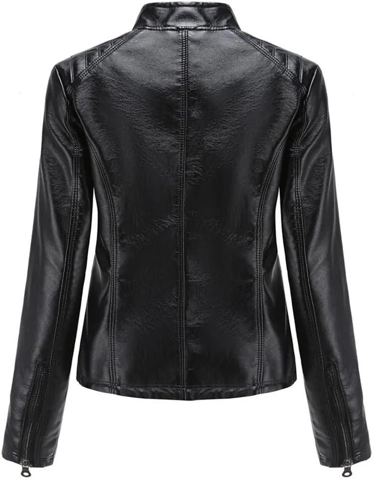 Niiyyjj Leather Jacket Women Coat Women's Moto Biker Zipper Jackets Red Black Ladies Outerwear