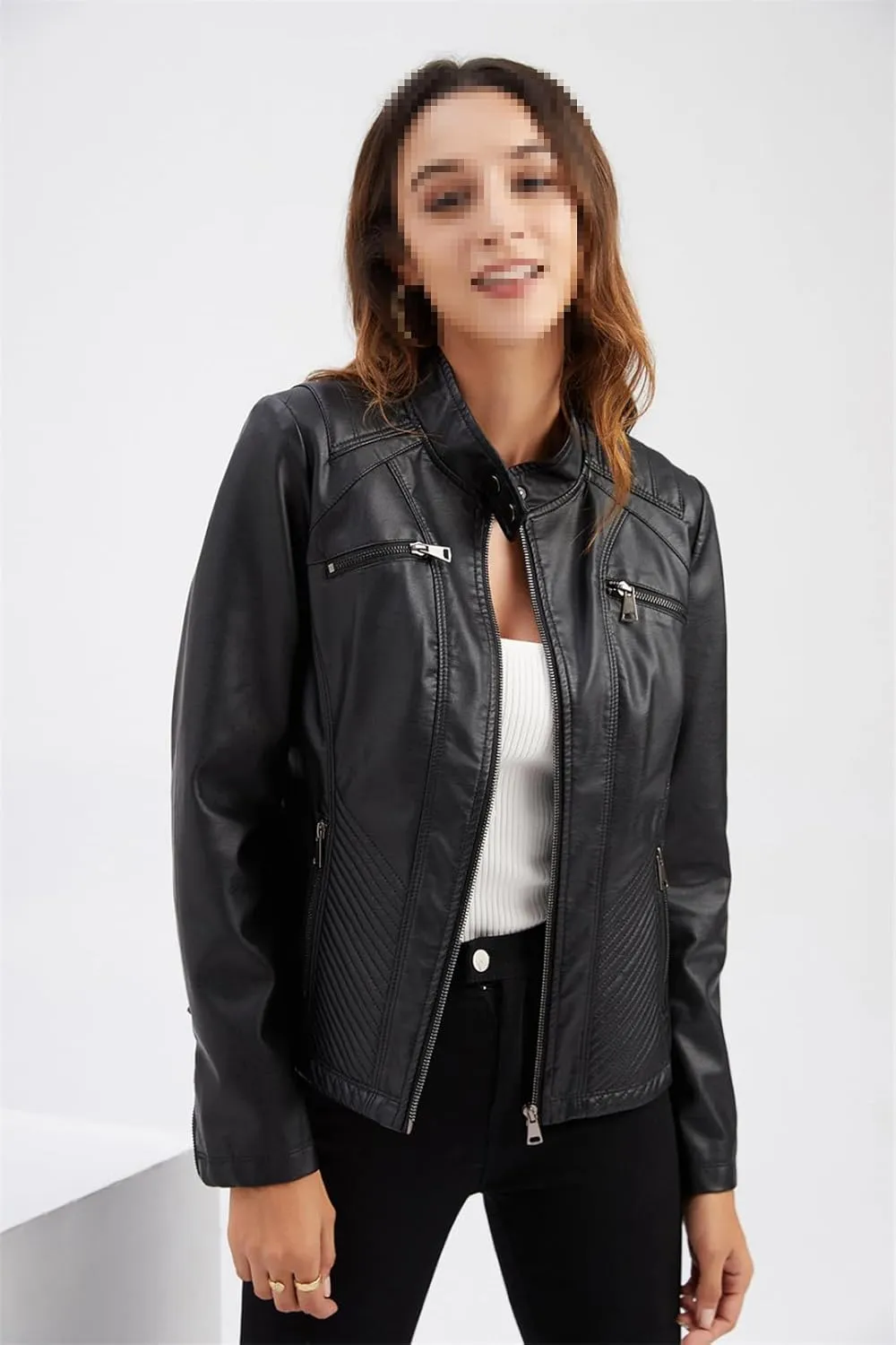 Niiyyjj Leather Jacket Women Coat Women's Moto Biker Zipper Jackets Red Black Ladies Outerwear