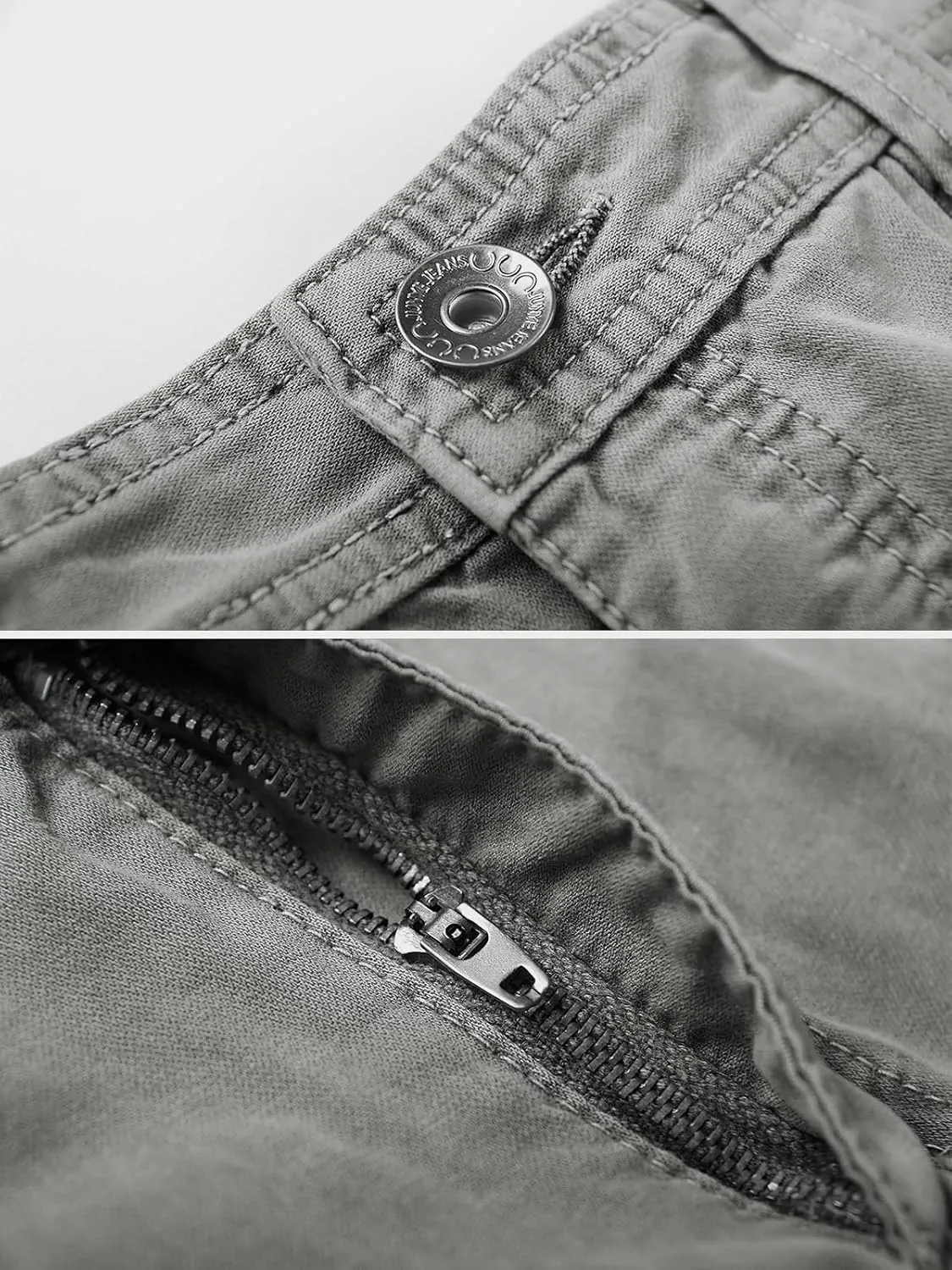 OCHENTA Men's Cotton Casual Baggy Cargo Work Travel Pants with Multi Pockets Relaxed Loose Fit (No Belt)