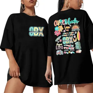 Outer Bank Shirts Pogues for Life Shirt Women Beach Tops Summer Sunflowers Graphic Tees Oversized Short Sleeve top