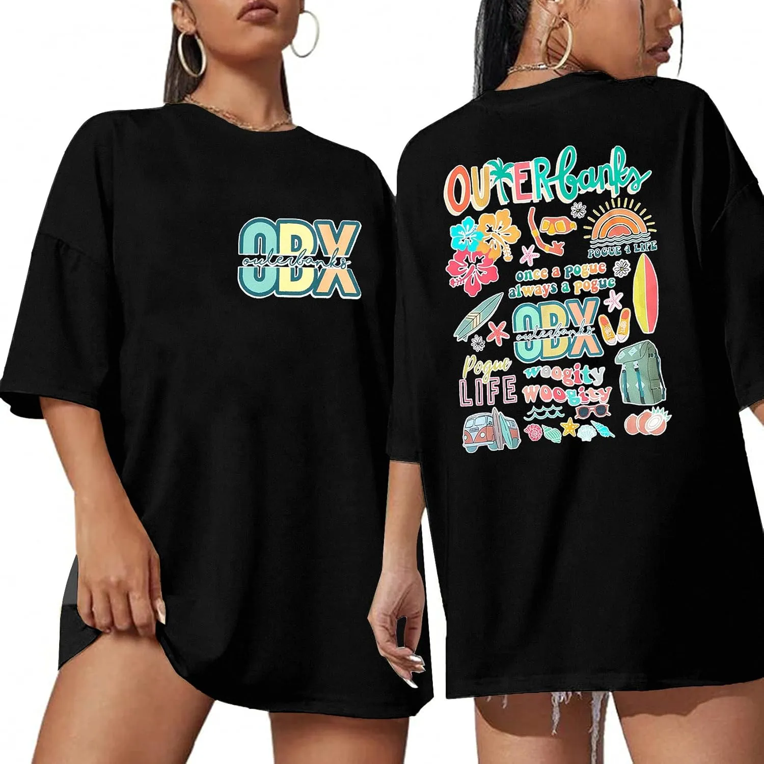 Outer Bank Shirts Pogues for Life Shirt Women Beach Tops Summer Sunflowers Graphic Tees Oversized Short Sleeve top