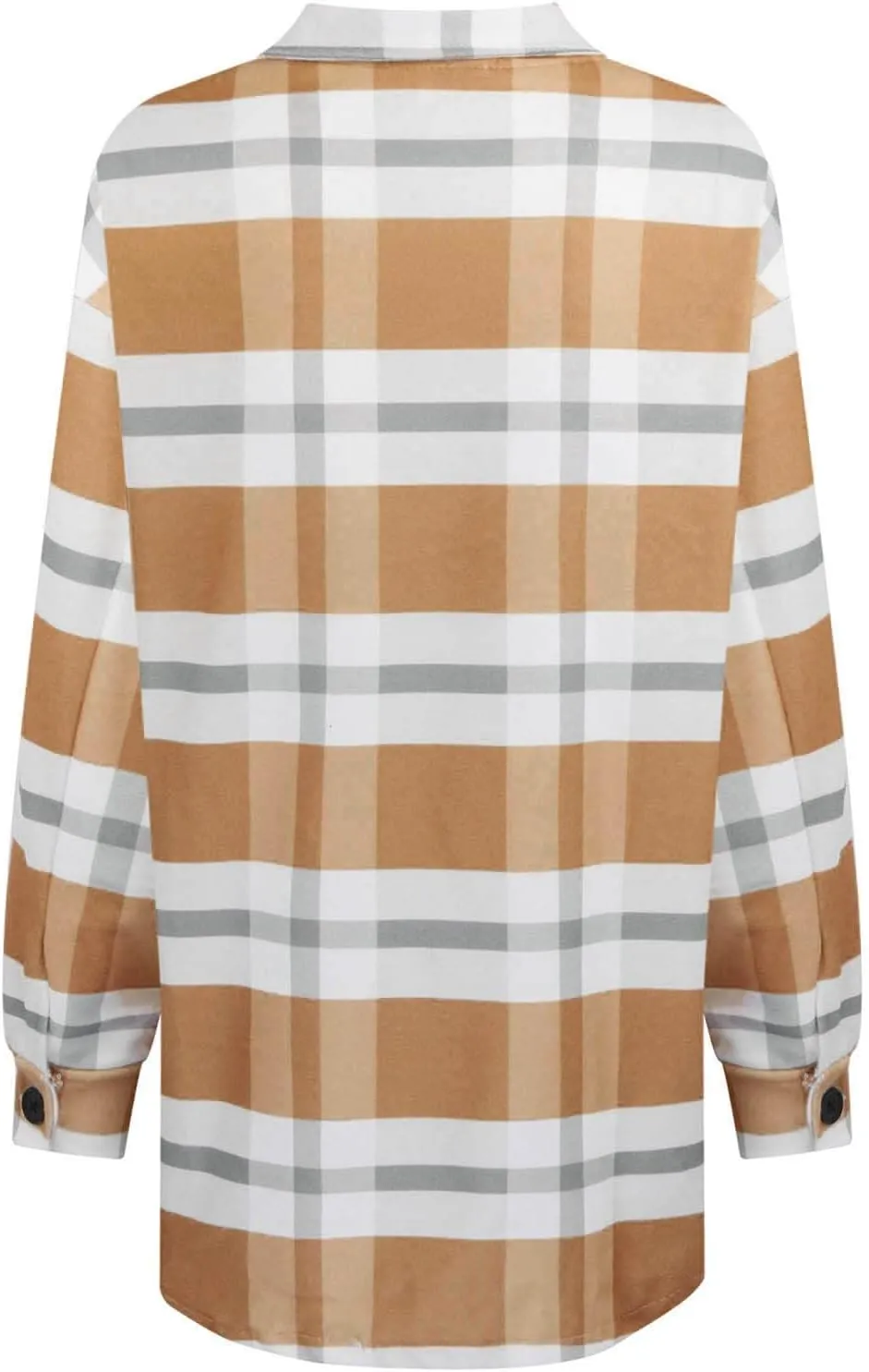 Plaid Jackets for Women Lapel Button Down Shacket Wool Blend Coat with Pockets Long Sleeve Vintage Outerwear