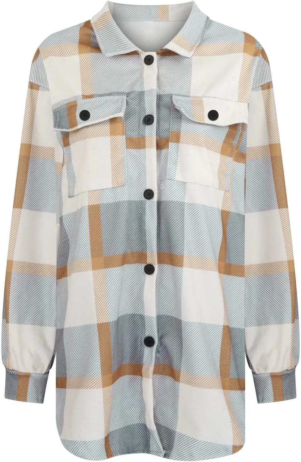 Plaid Jackets for Women Lapel Button Down Shacket Wool Blend Coat with Pockets Long Sleeve Vintage Outerwear