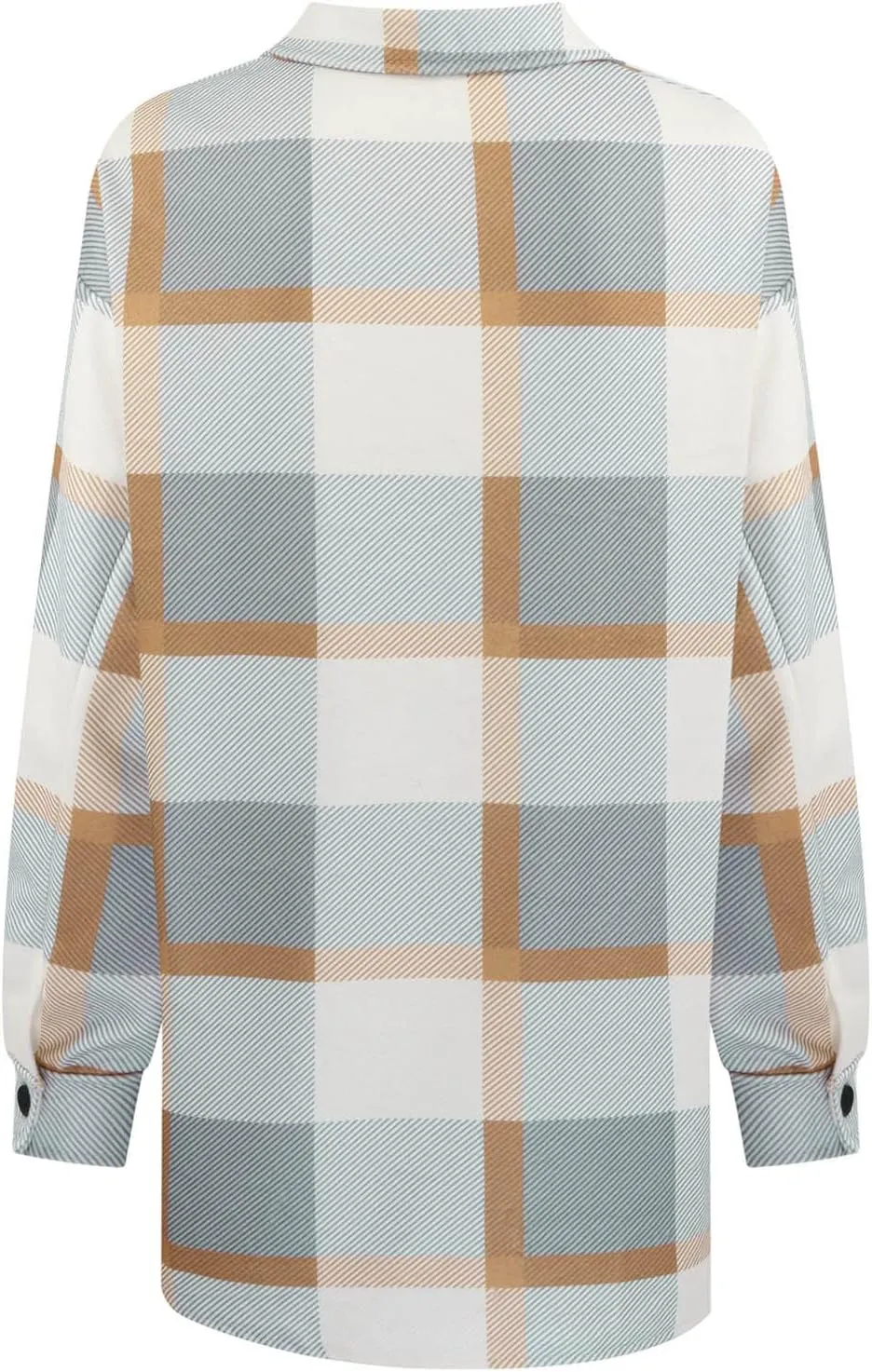 Plaid Jackets for Women Lapel Button Down Shacket Wool Blend Coat with Pockets Long Sleeve Vintage Outerwear