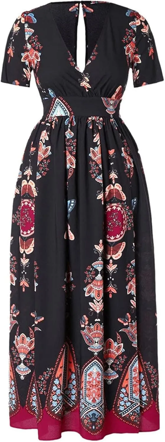 Plus Size Dresses for Women,2023 Summer Elegant Sexy Bodycon Wedding Guest Dress,Trendy Floral Boho Maxi Dress