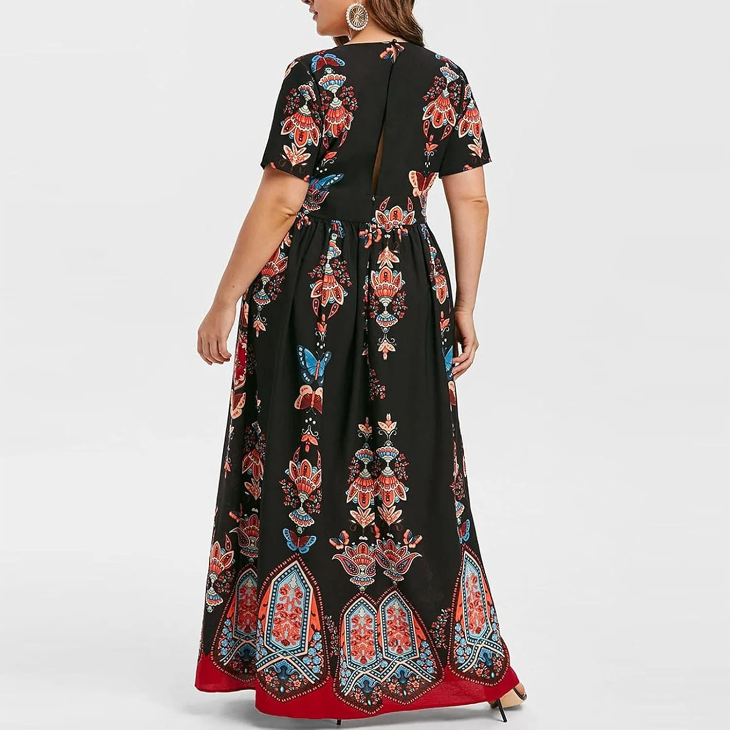 Plus Size Dresses for Women,2023 Summer Elegant Sexy Bodycon Wedding Guest Dress,Trendy Floral Boho Maxi Dress