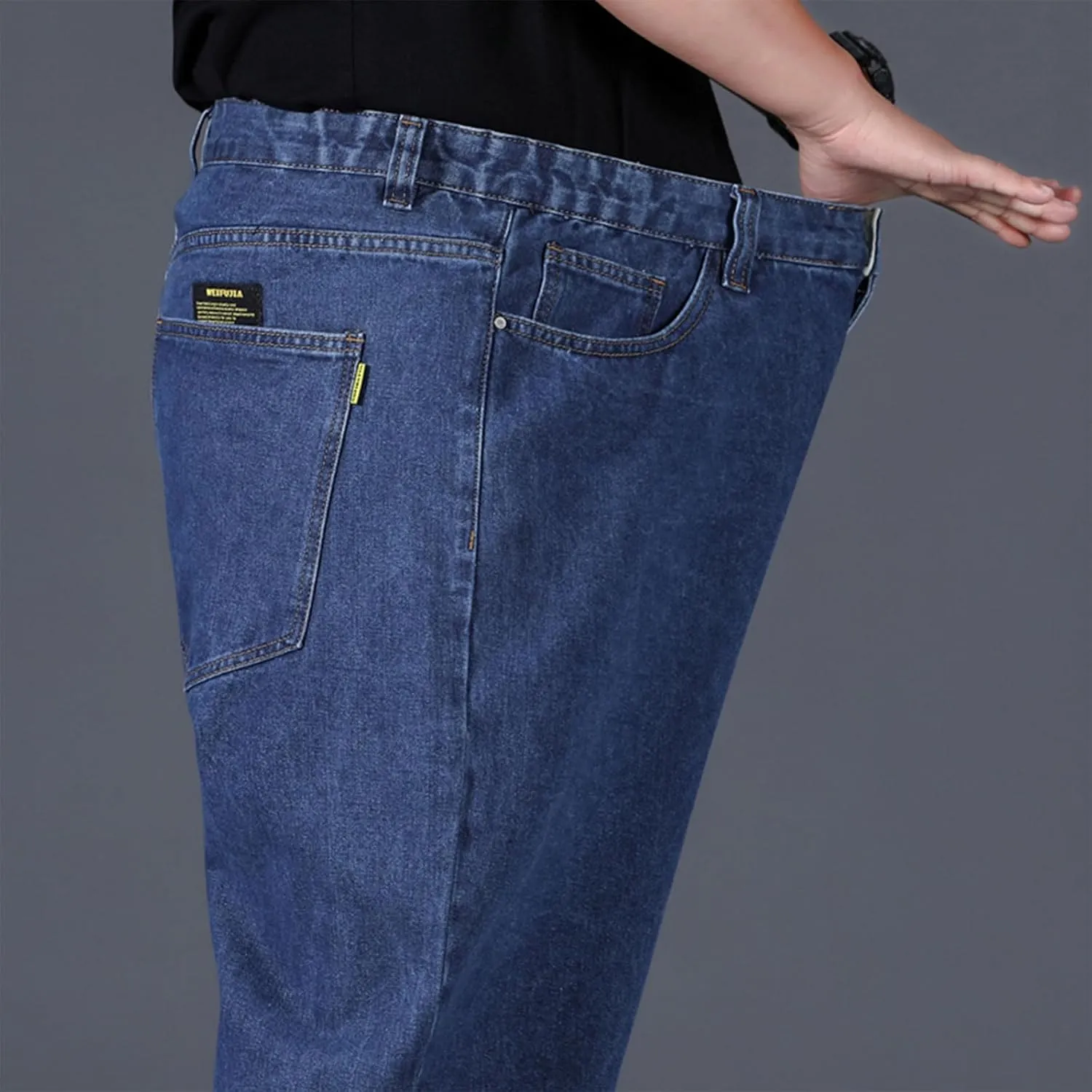 Plus Size Men's Baggy Jeans Relaxed Fit Straight Loose Jean Sweatpants Teen Boys Elastic Waist Pull On Denim Pants