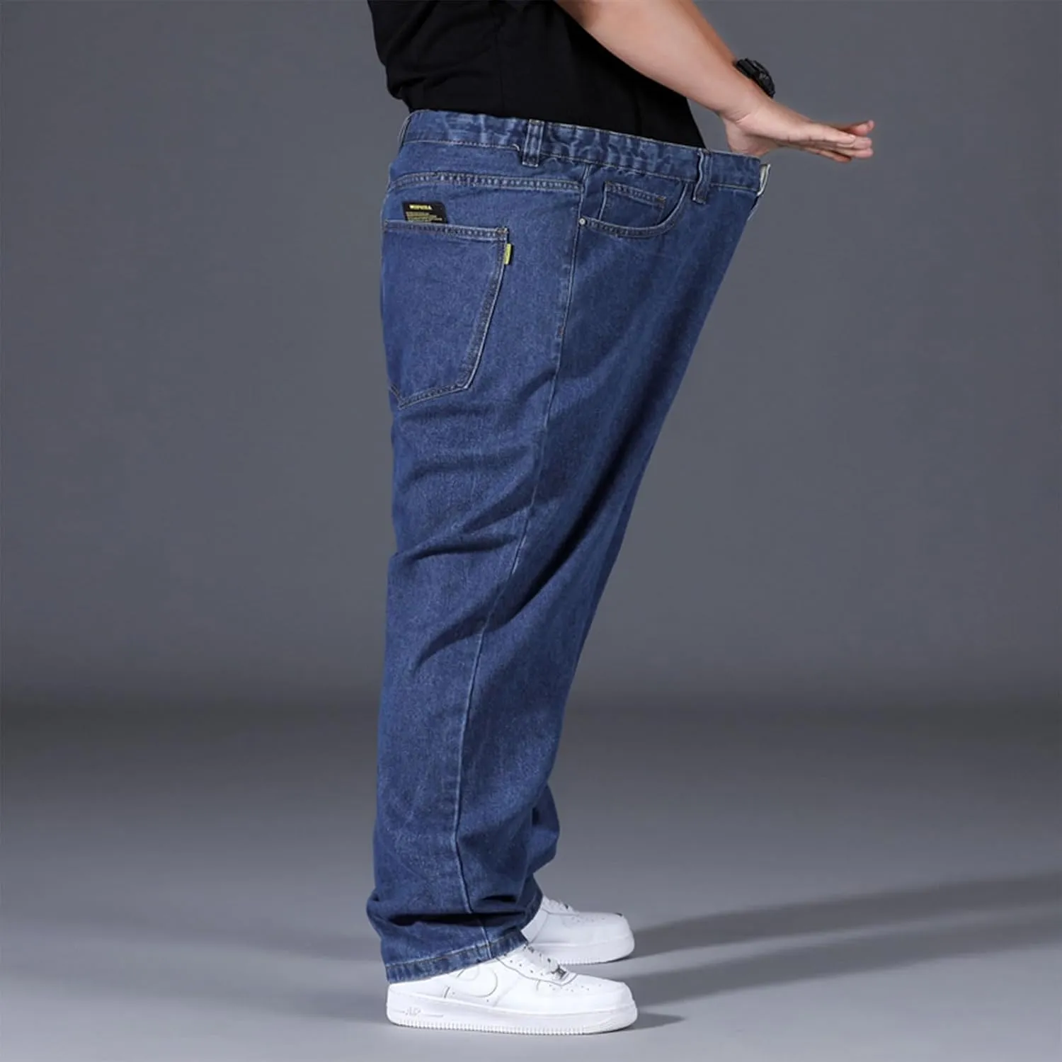 Plus Size Men's Baggy Jeans Relaxed Fit Straight Loose Jean Sweatpants Teen Boys Elastic Waist Pull On Denim Pants