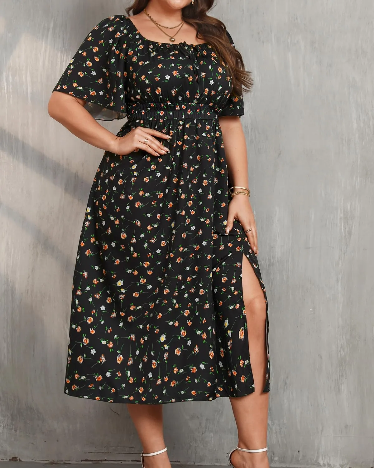 Plus Size Summer Dress 2025 - Milkmaid Sundress Boho Floral Casual Beach Wedding Midi Dresses
