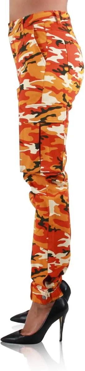 Red Fox Women's High Waist Camouflage Military Cargo Jogger Pants - Army Casual Camo Cargo Stretch Comfy Athletic Pockets