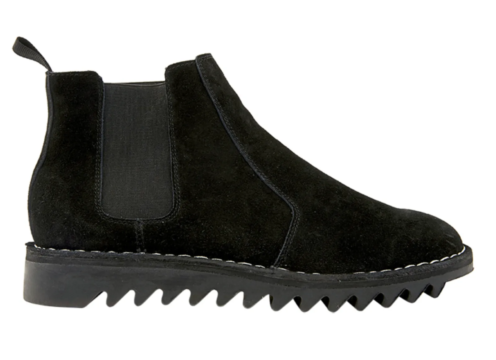 Ripple Sole Mens Ducatti Chelsea Suede Desert Boots Shoes Slip On - Black
