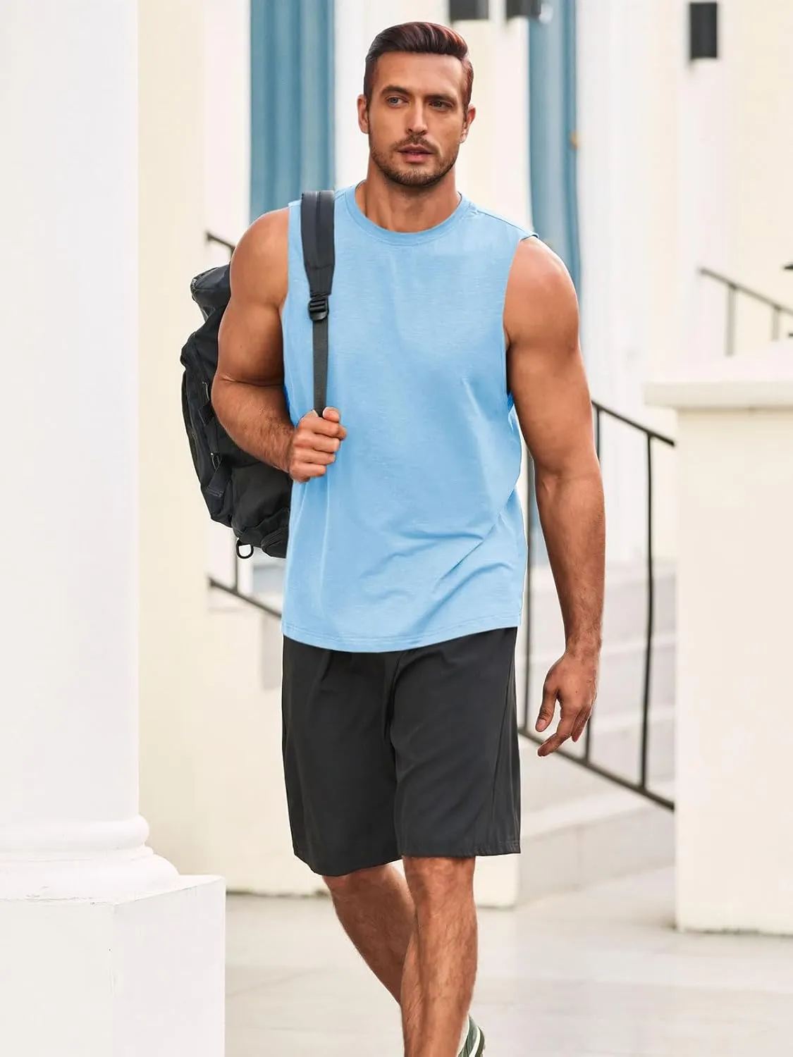 Runcati Mens Sleeveless Tank Tops Workout Athletic Muscle Shirt Casual Summer Beach T Shirts