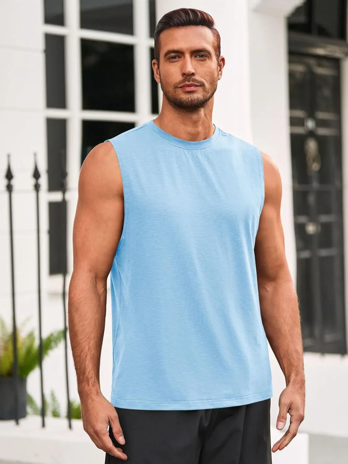 Runcati Mens Sleeveless Tank Tops Workout Athletic Muscle Shirt Casual Summer Beach T Shirts