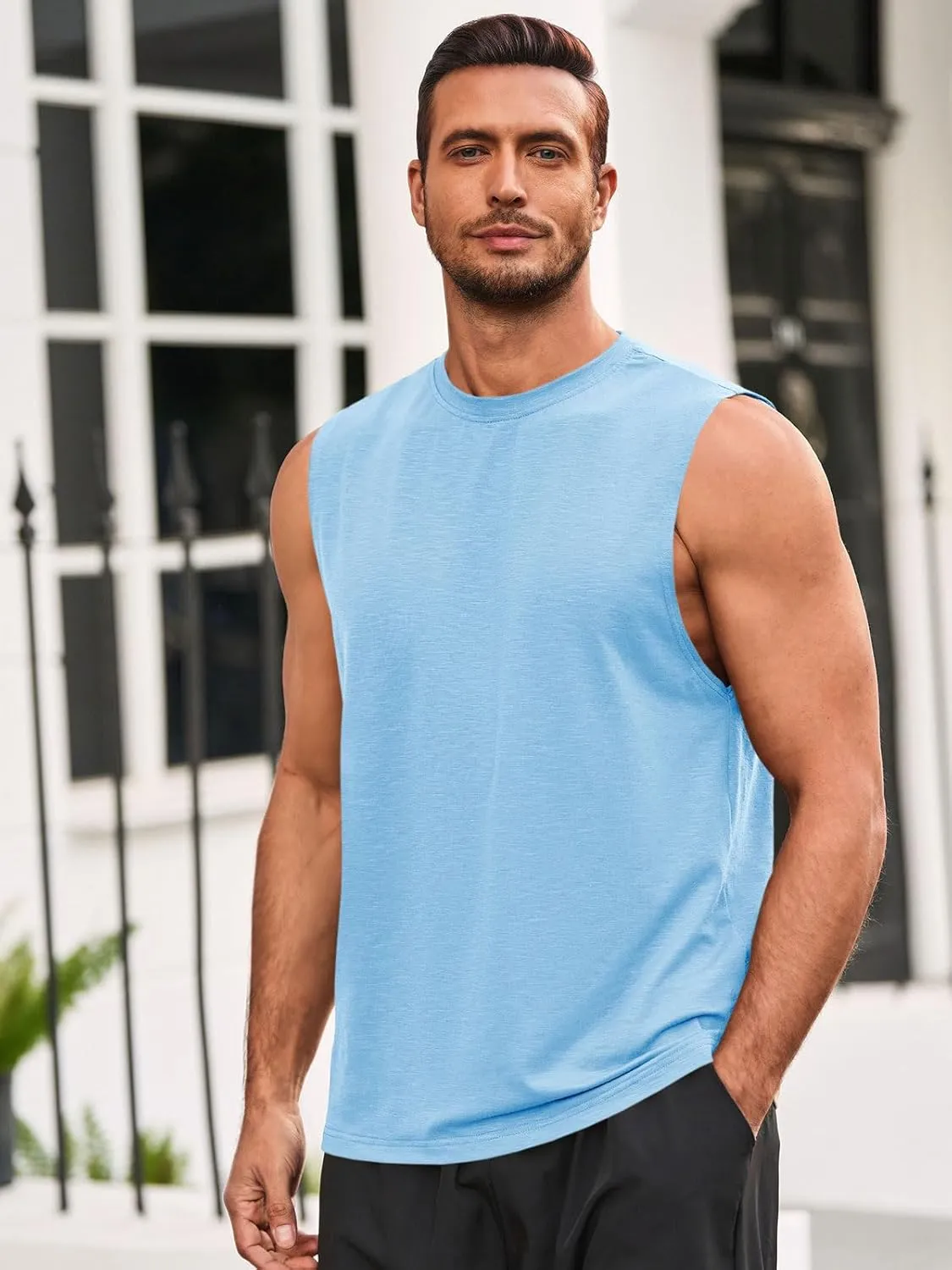 Runcati Mens Sleeveless Tank Tops Workout Athletic Muscle Shirt Casual Summer Beach T Shirts