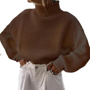 Sastianaen Women's Turtleneck Oversized Sweaters Long Sleeve Solid Pullover Loose Casual Chunky Knit Jumper