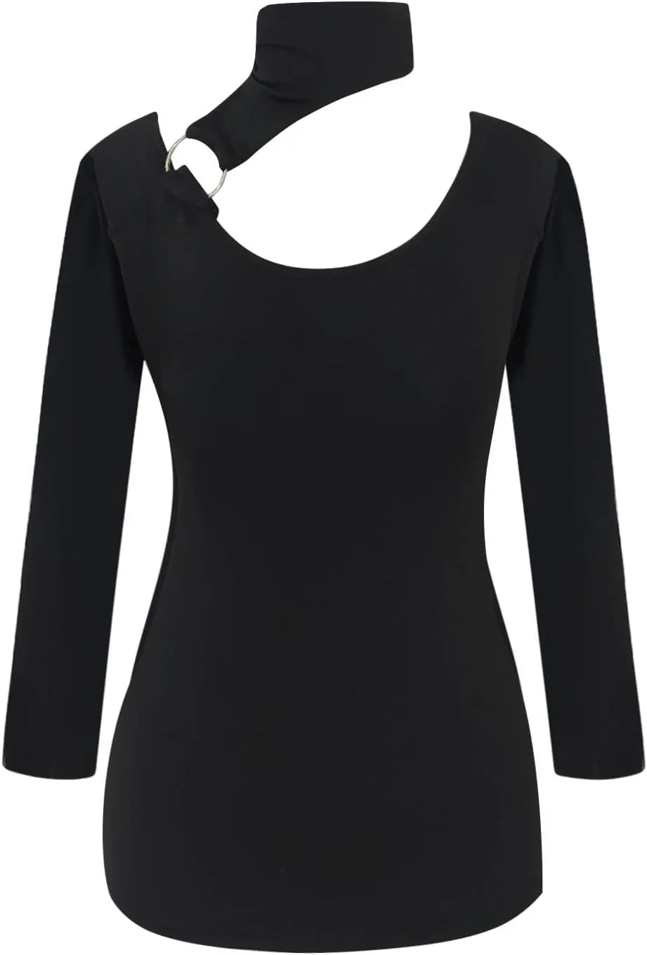 Sexy Tops for Women Long Sleeve Crop Top Turtleneck Shirt Cut Out Slim Fit Basic Tops Lace Sleeves with Thumb Hole