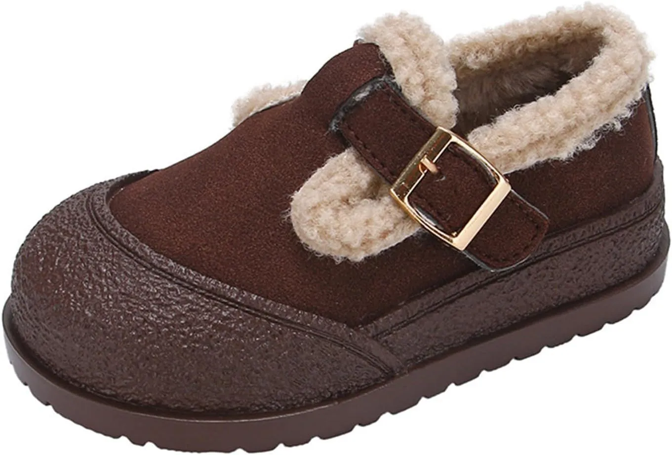 Snow Sneakers for Boys Girls, Suede Platform Warm Fr Lined Fashion Slip-on Comfortable Winter Flat Creature Boots