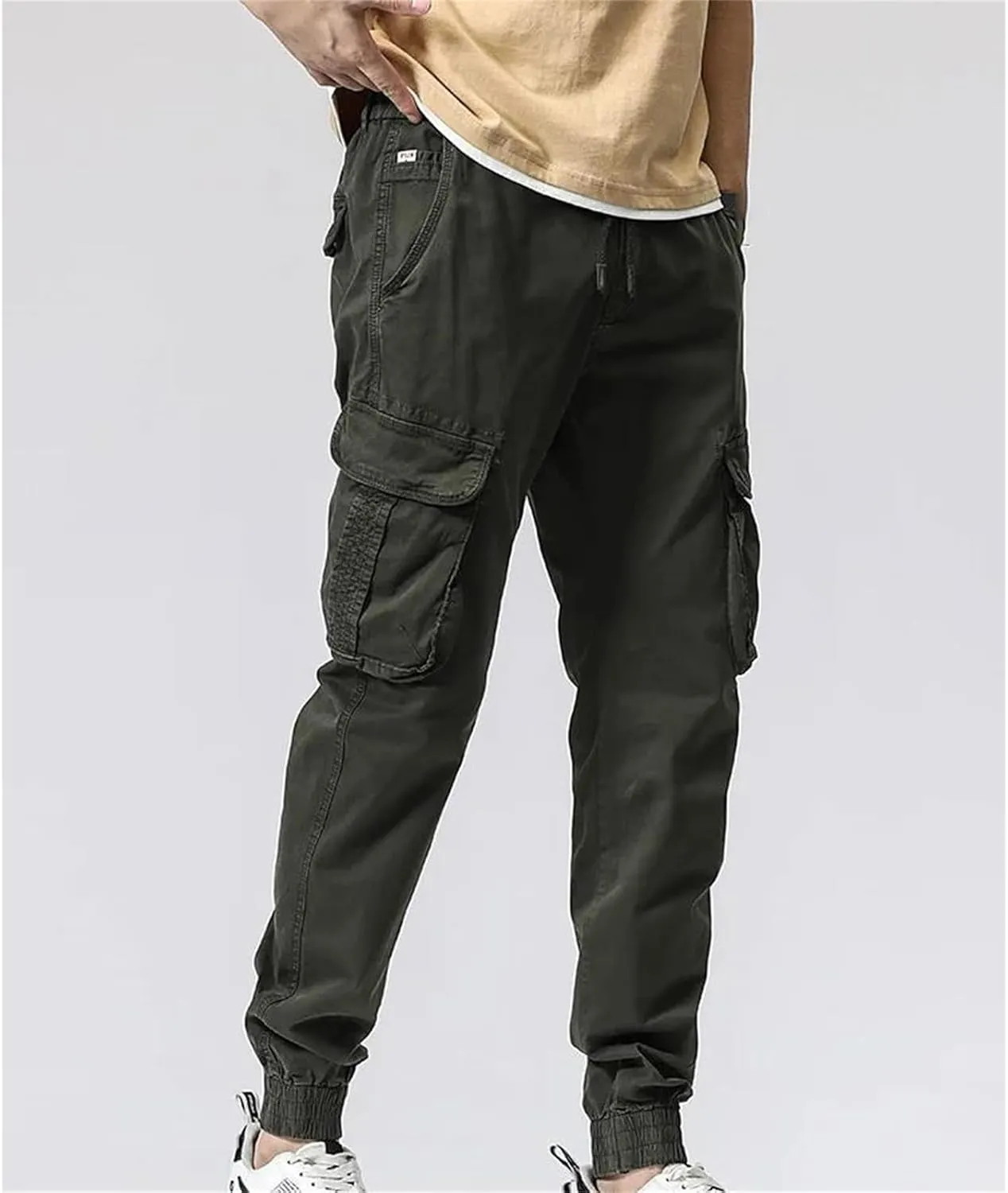 Spring Summer Mens Cargo Pants Men Multi-Pockets Streetwear Joggers Stretch Cotton Casual Trousers