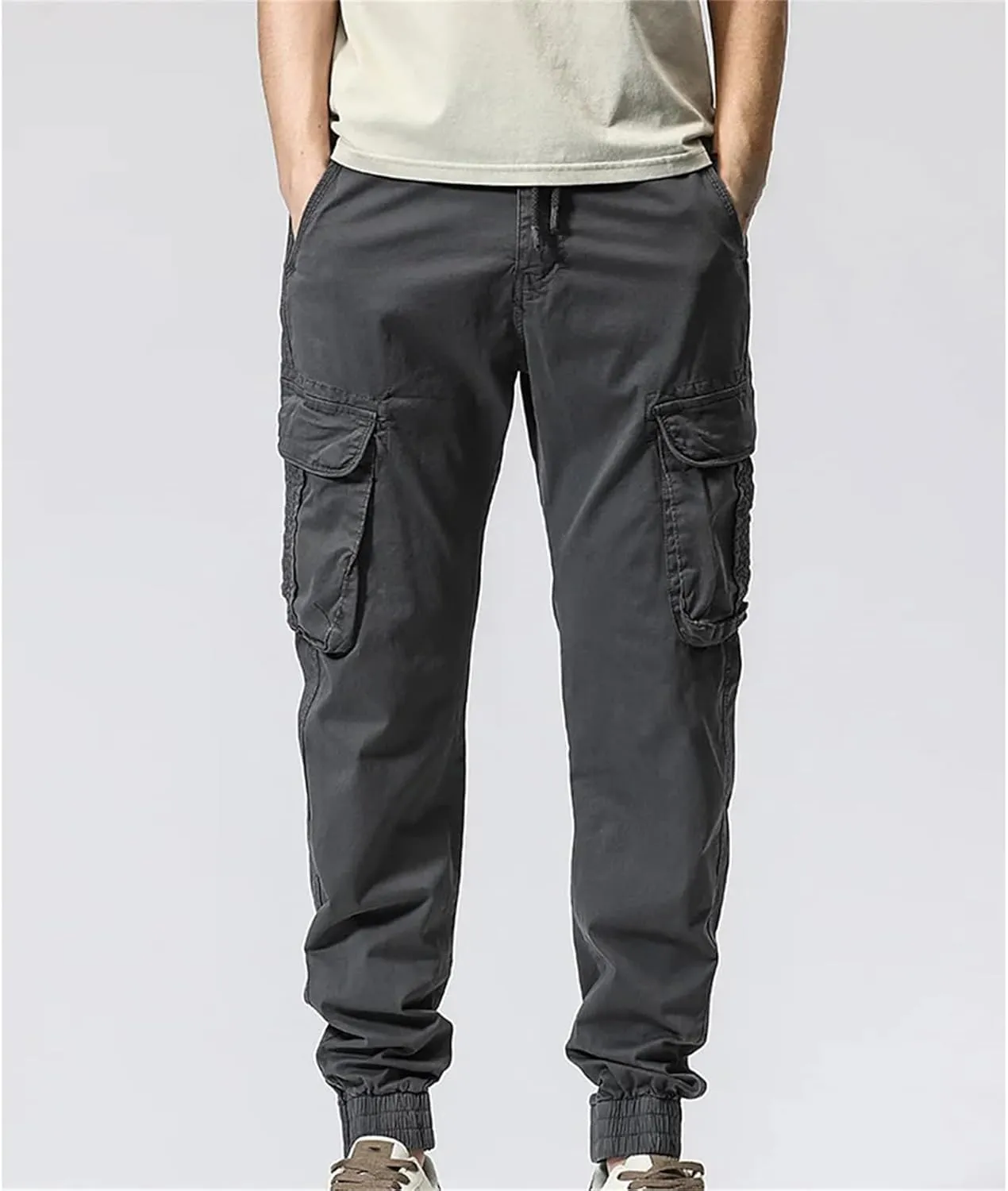 Spring Summer Mens Cargo Pants Men Multi-Pockets Streetwear Joggers Stretch Cotton Casual Trousers