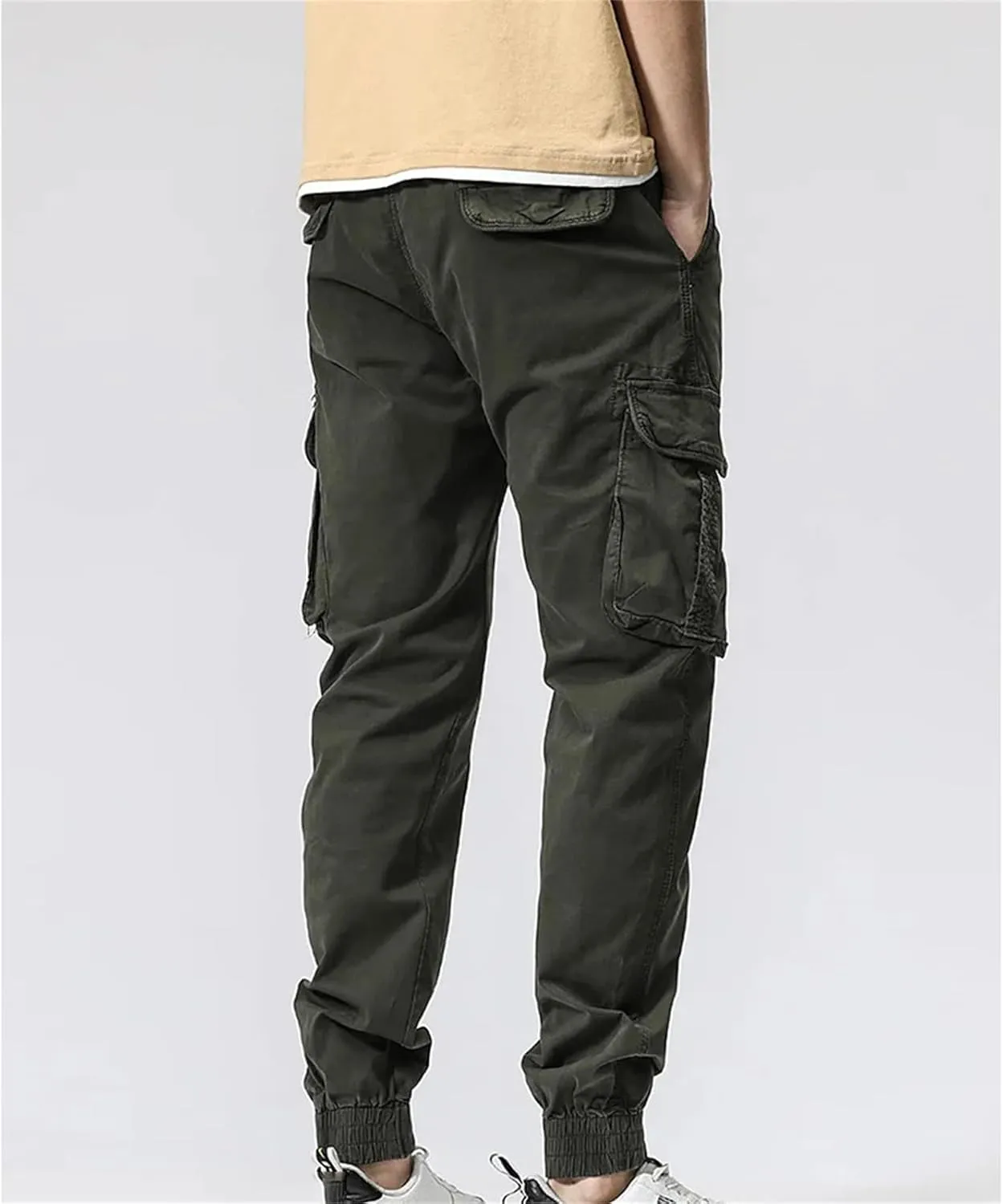 Spring Summer Mens Cargo Pants Men Multi-Pockets Streetwear Joggers Stretch Cotton Casual Trousers