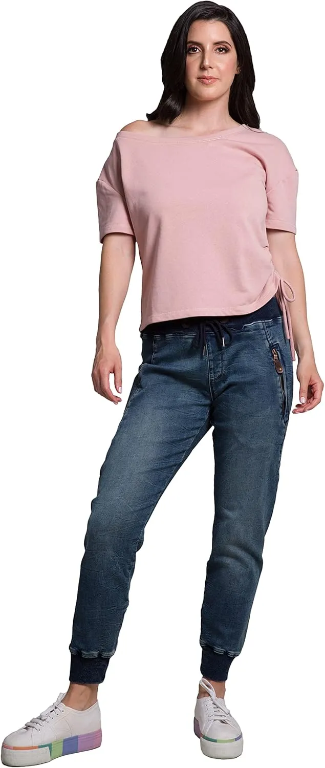 Standards & Practices Modern Women's Drawstring Denim Knit Skinny Joggers Pants