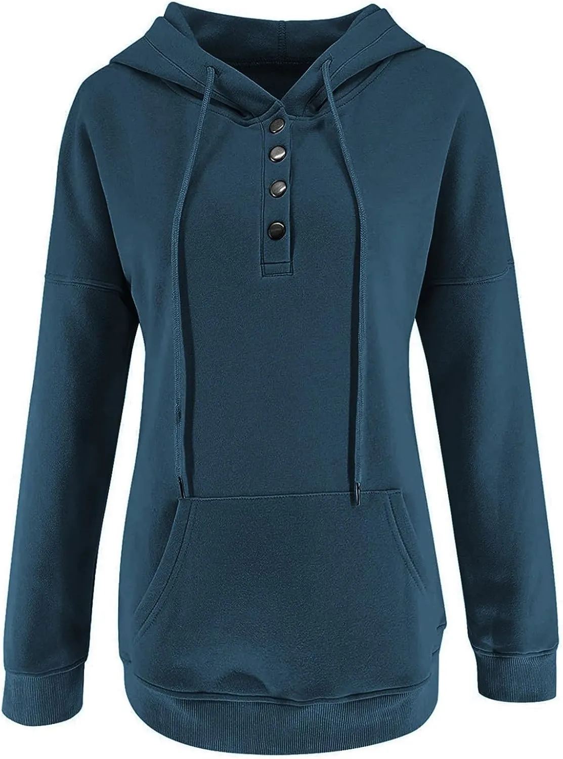 Sweatshirt for Women Fall Womens 2024 Hoodies Button Collar Drawstring Hooded Pullover Sweatshirt Casual Long Sleeve Tops