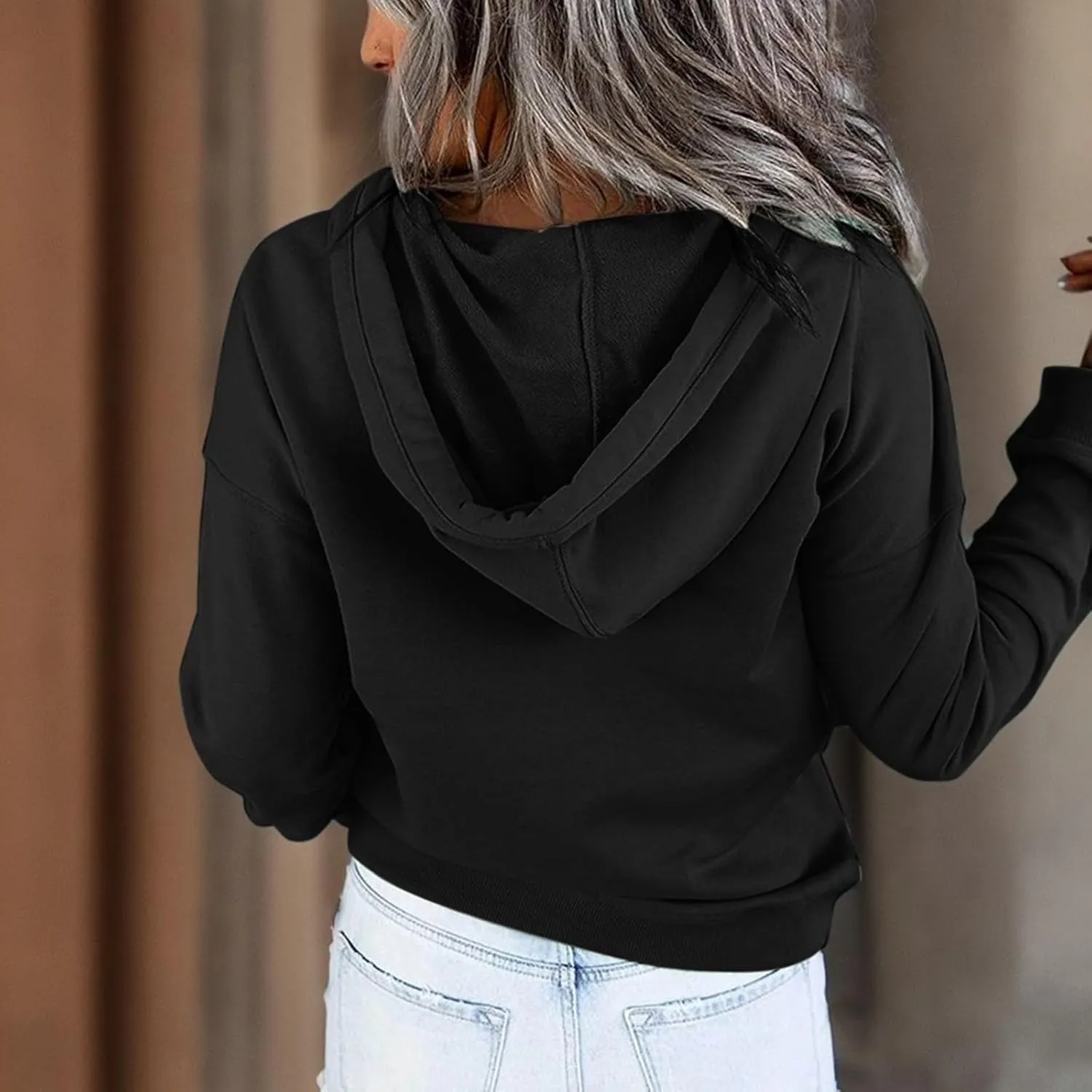 Sweatshirt for Women Fall Women's Casual Hoodies Long Sleeve Solid Lightweight Pullover Tops Loose Sweatshirt with Pocket