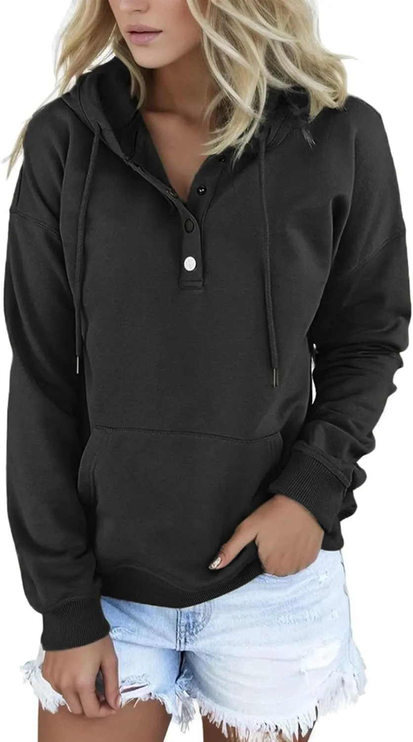 Sweatshirt for Women Fall Women's Casual Hoodies Long Sleeve Solid Lightweight Pullover Tops Loose Sweatshirt with Pocket