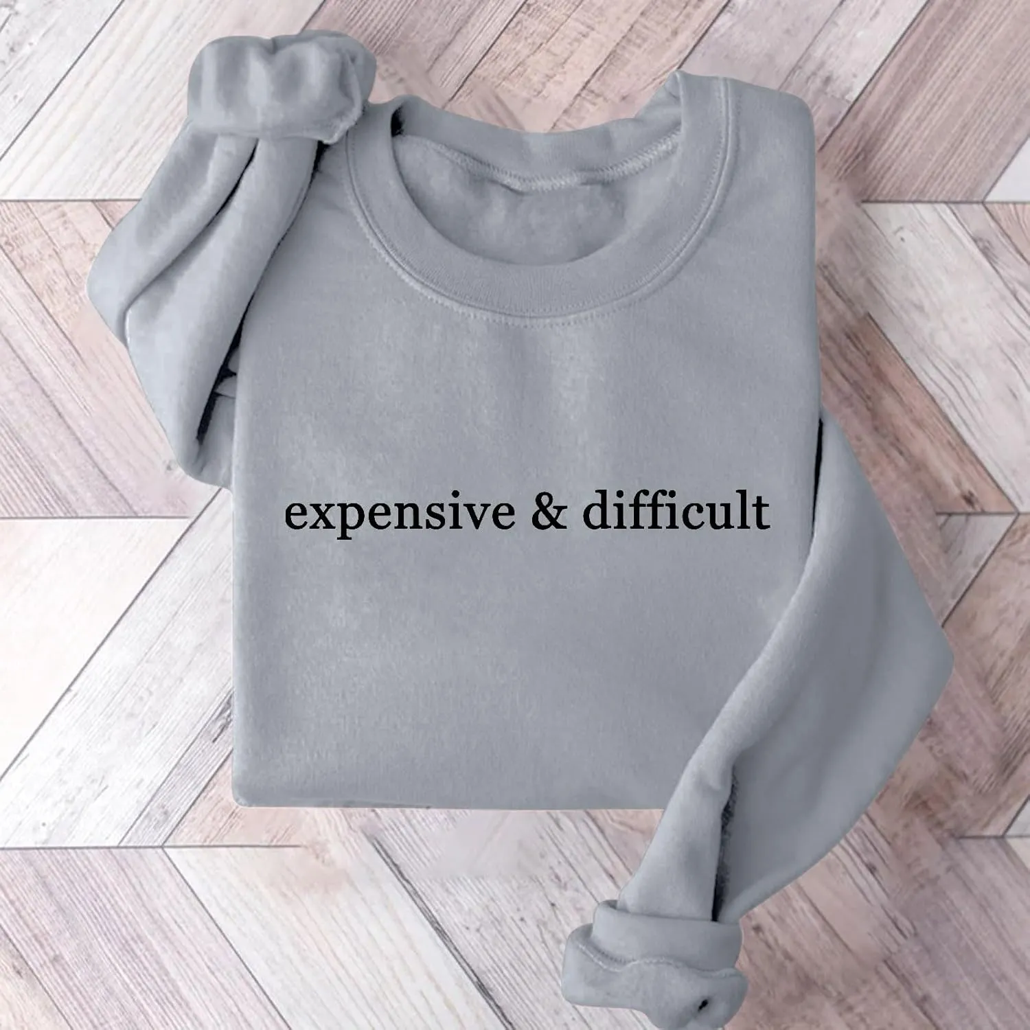 Sweatshirts for Women Funny Expensive and Difficult Graphic Pullover Sweaters Casual Long Sleeve Crew Neck Shirts