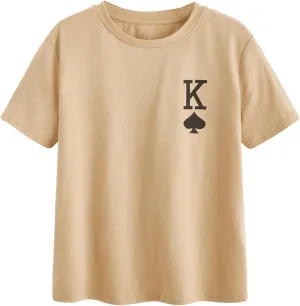 SweatyRocks Boy's Letter Tees Graphic Print Tops Crewneck Short Sleeve Casual T Shirts