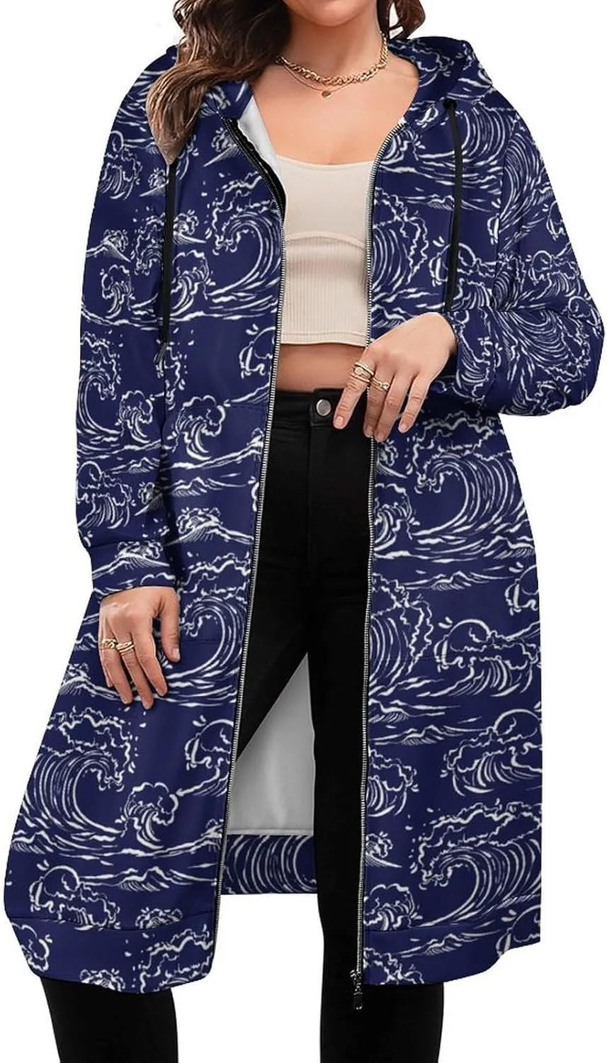 TAIZIYEAH Women's Long Hoodies Casual Zip Up Hoodies Flag of Palestine Sweatshirts Warm Long Coats