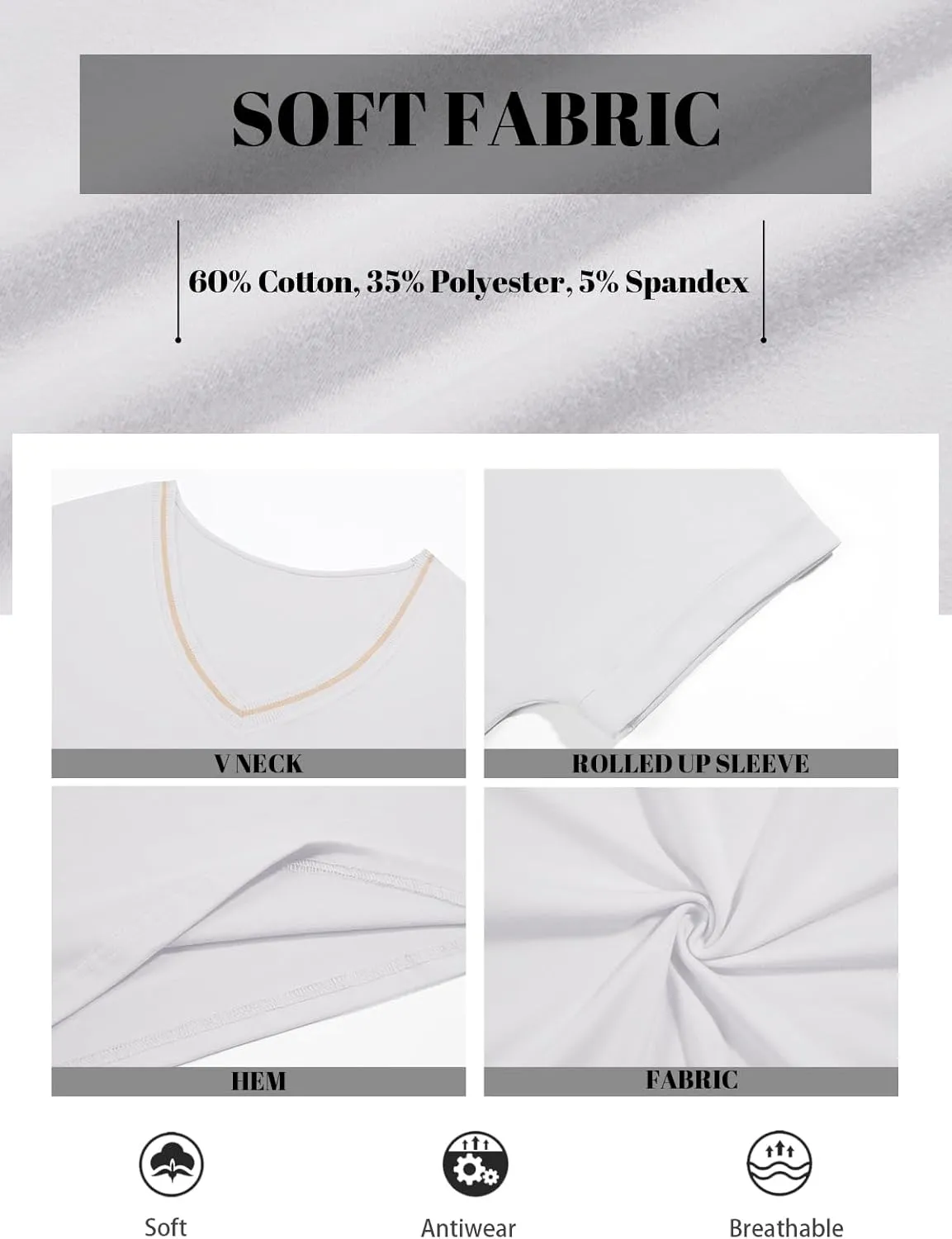Tankaneo Womens Deep V Neck T-Shirts Oversized Casual Summer Loose Fit Short Sleeve Tops