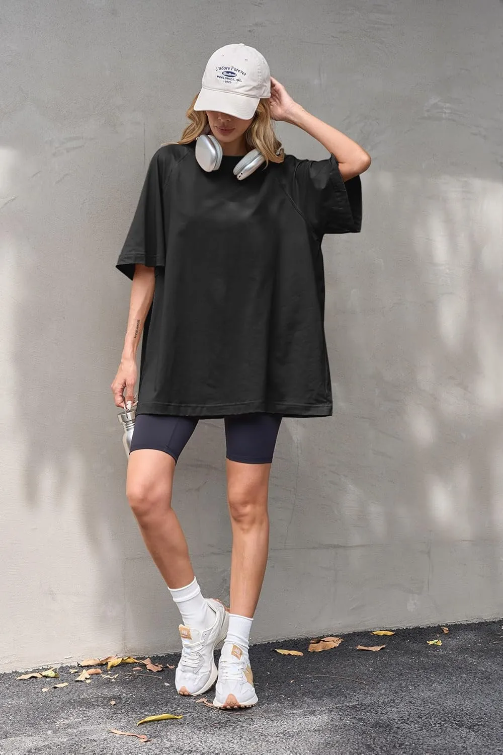 Tankaneo Womens Oversized Tshirts Crew Neck Short Raglan Sleeve Tunic Tops Summer Casual Loose Fit Workout Tee Shirts
