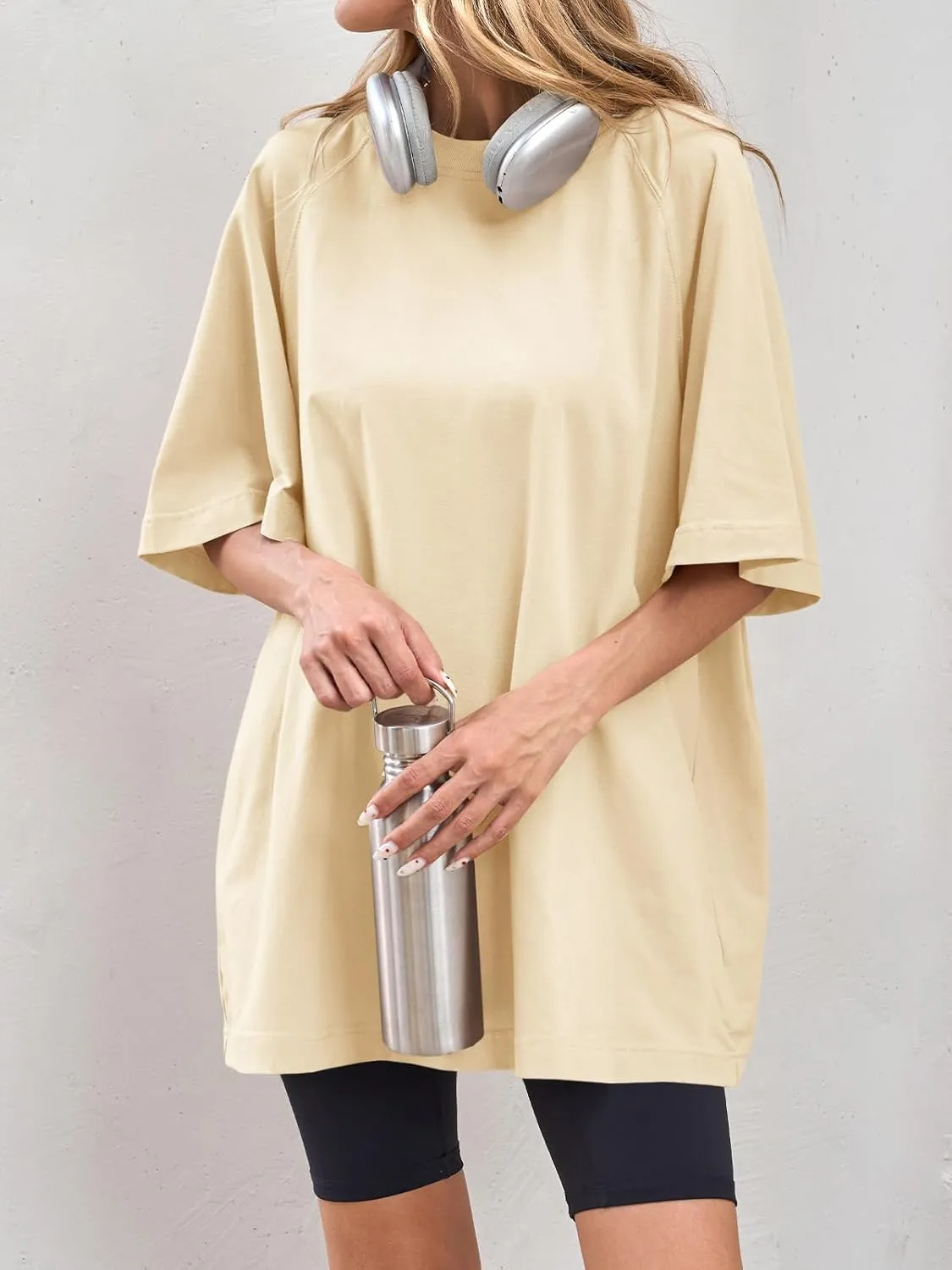 Tankaneo Womens Oversized Tshirts Crew Neck Short Raglan Sleeve Tunic Tops Summer Casual Loose Fit Workout Tee Shirts
