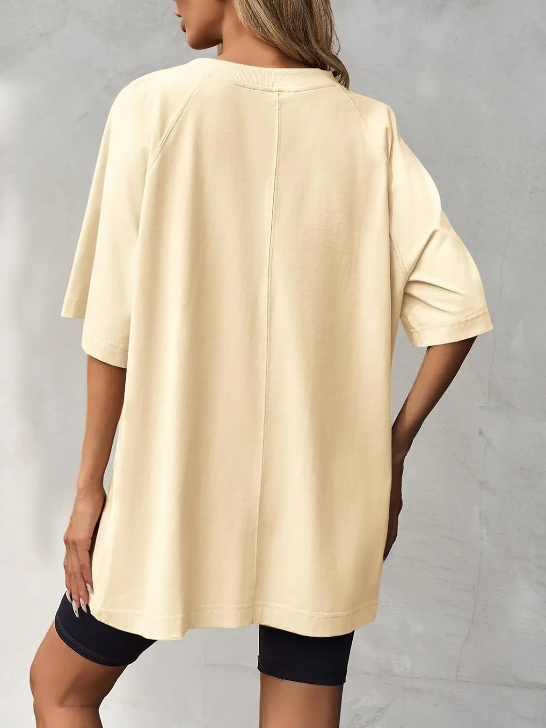 Tankaneo Womens Oversized Tshirts Crew Neck Short Raglan Sleeve Tunic Tops Summer Casual Loose Fit Workout Tee Shirts
