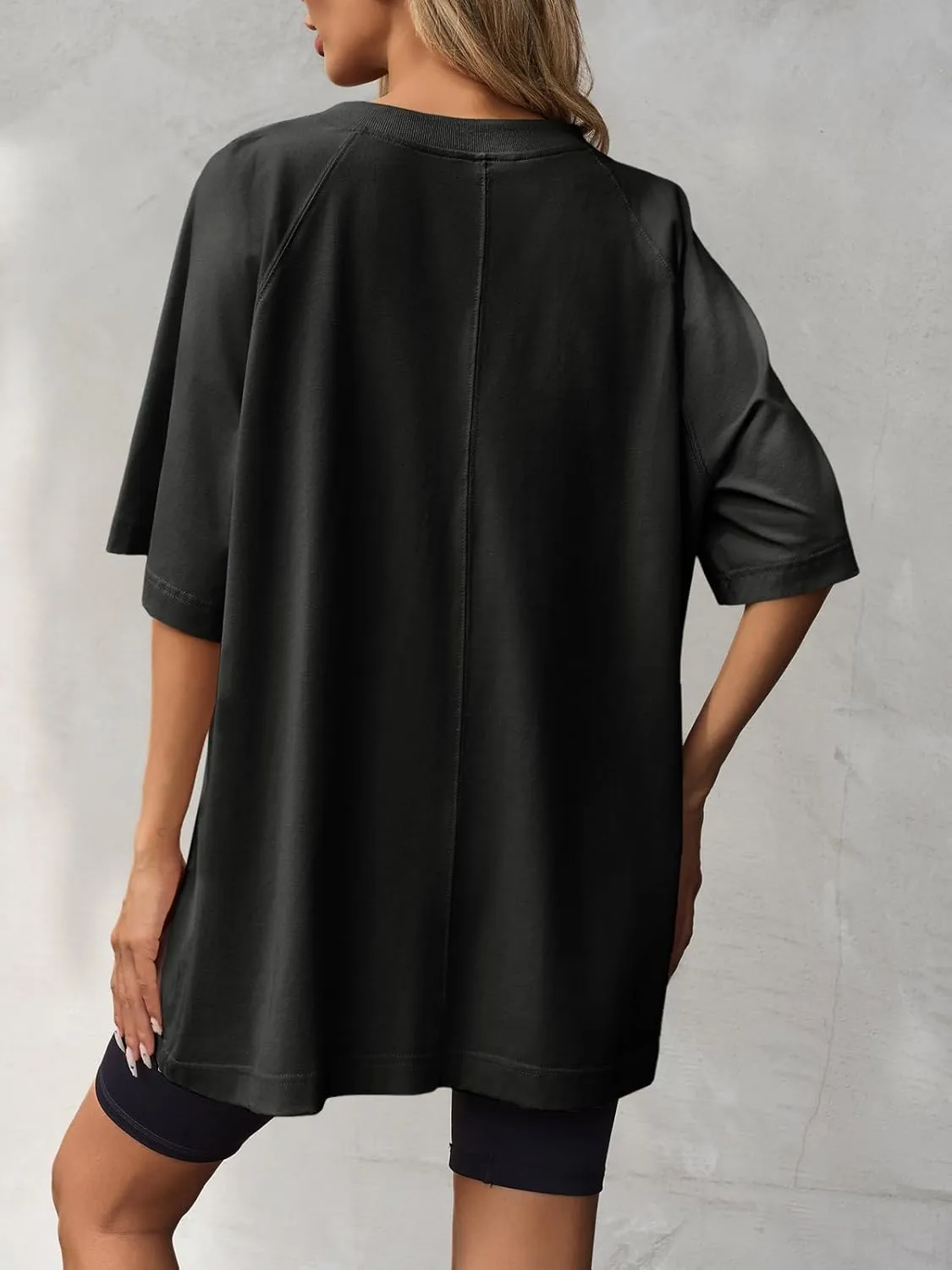 Tankaneo Womens Oversized Tshirts Crew Neck Short Raglan Sleeve Tunic Tops Summer Casual Loose Fit Workout Tee Shirts