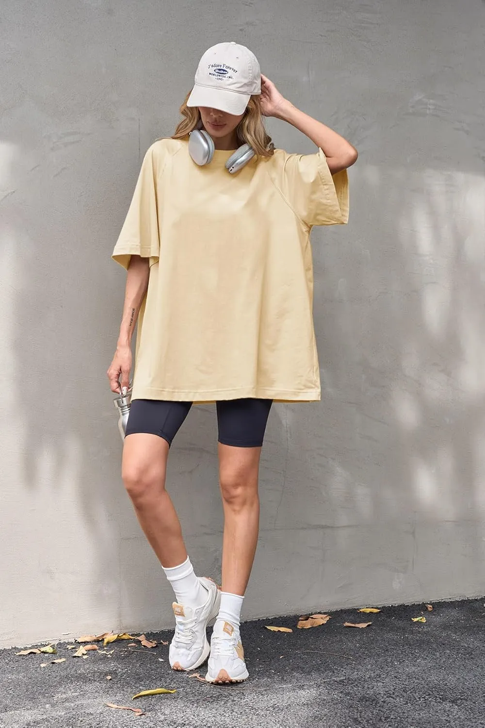 Tankaneo Womens Oversized Tshirts Crew Neck Short Raglan Sleeve Tunic Tops Summer Casual Loose Fit Workout Tee Shirts