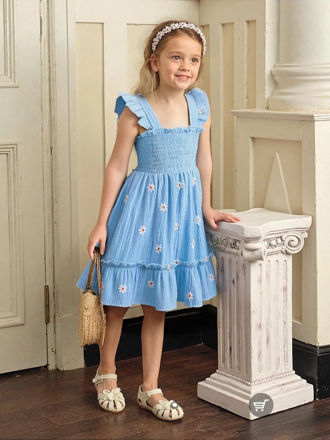 Toddler Baby Girls Dress Floral Embroidered Boho Sleeveless Beach Butterfly Sundress
